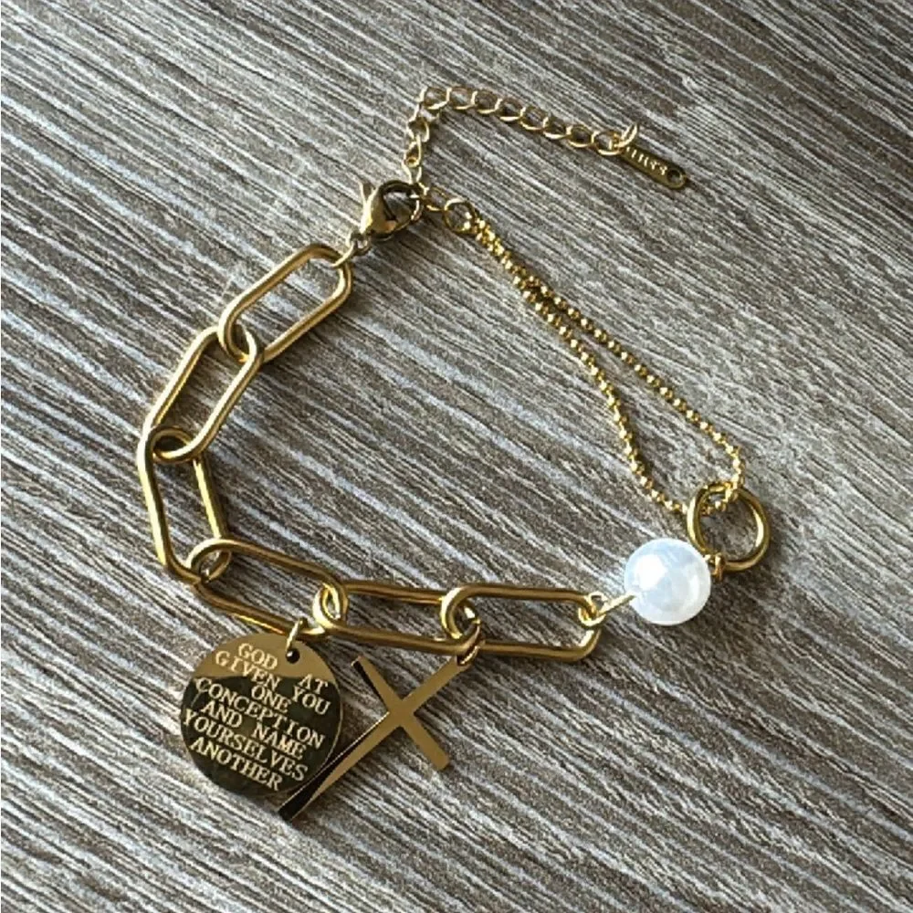 Bohemian cross charm chain bracelet A738